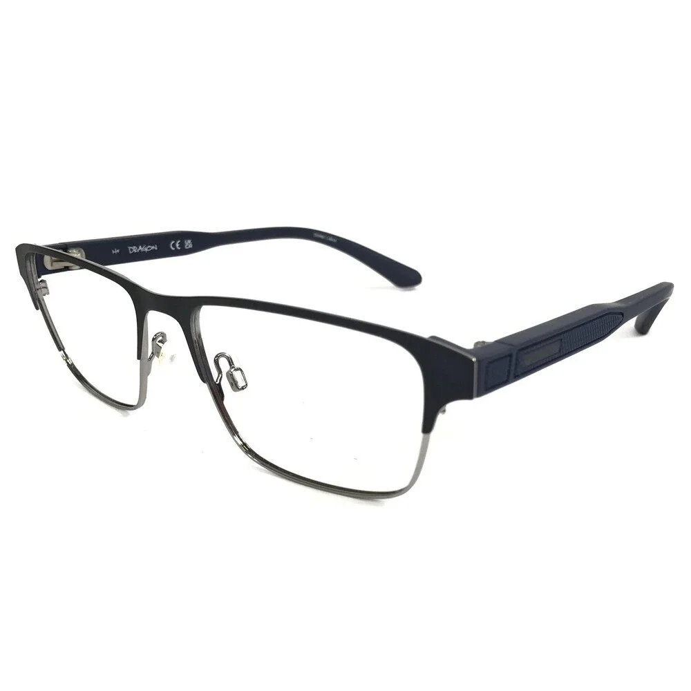 Dragon Eyeglasses Frames DR2004 410 Blue Silver Rectangle Full Rim 54-17-145